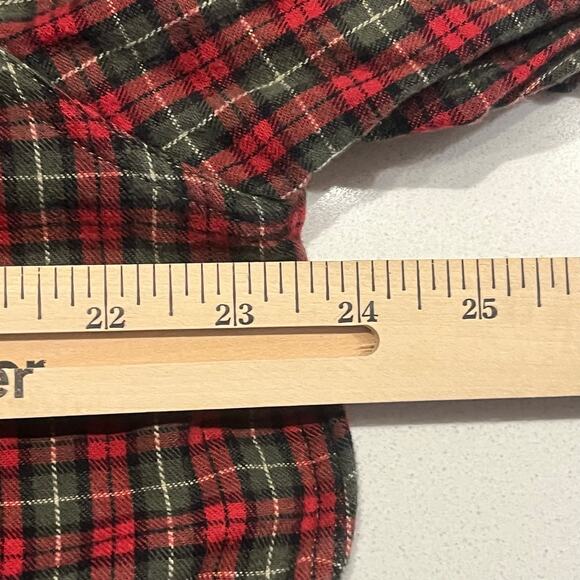 Vintage LL Bean Flannel Shirt Mens Large TALL LT Plaid Casual Green Black Red - Picture 5 of 6